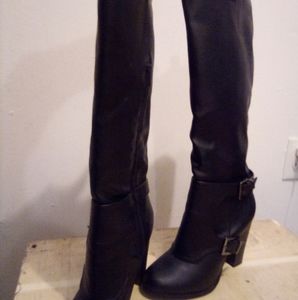 Black high heeled boots
